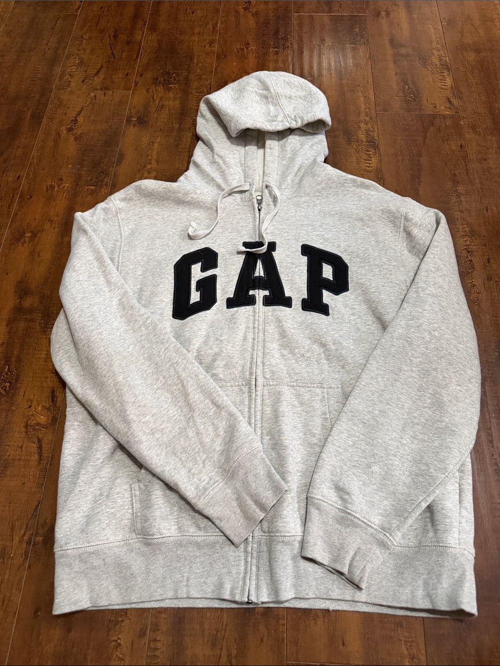 GAP Light Gray Hoodie with Black Logo Zip Jacket